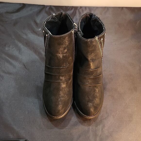 ROCKOMI WOMENS ANKLE  COMFORT CHUNKY HEEL ANKLE with ZIPPER BOOTIE - Picture 2 of 14